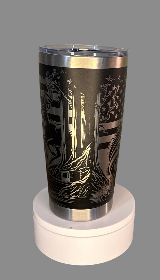 Large mouth bass/ Deer engraved 20oz tumbler